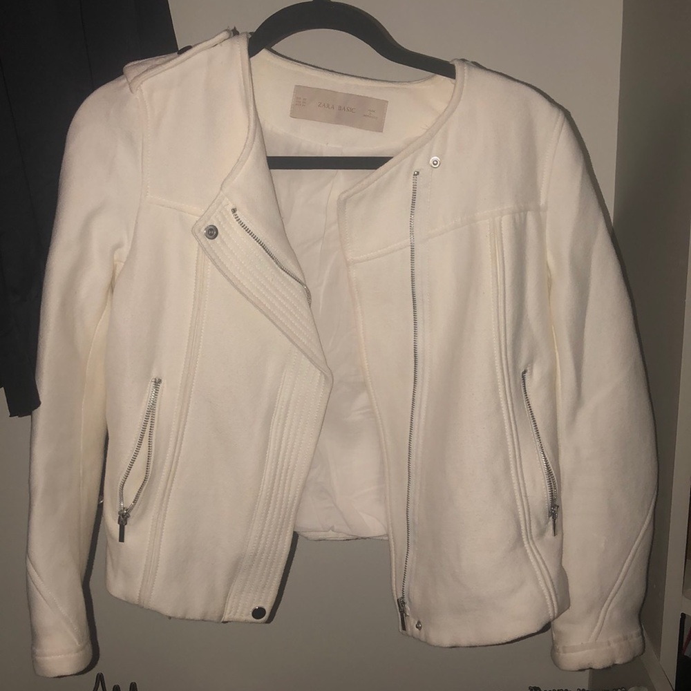 - White moto jacket from Zara